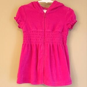 Pink terry hooded bathing suit coverup